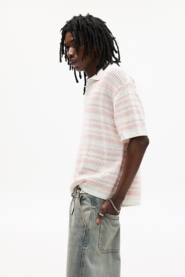 Ajurlu çizgili polo - 4