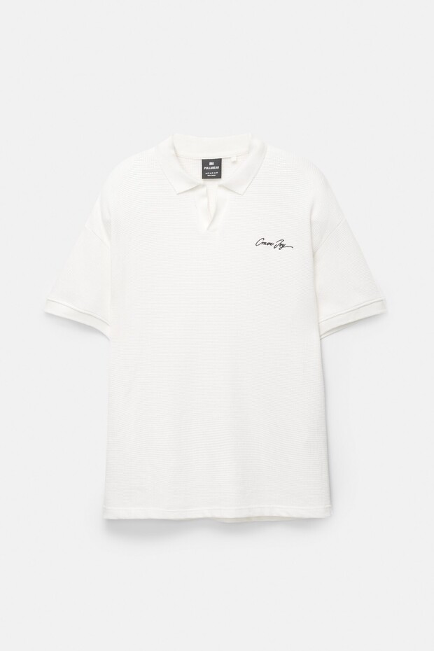 Nakışlı yazılı triko polo - 6