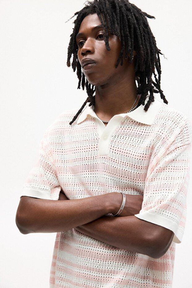 Ajurlu çizgili polo - 6