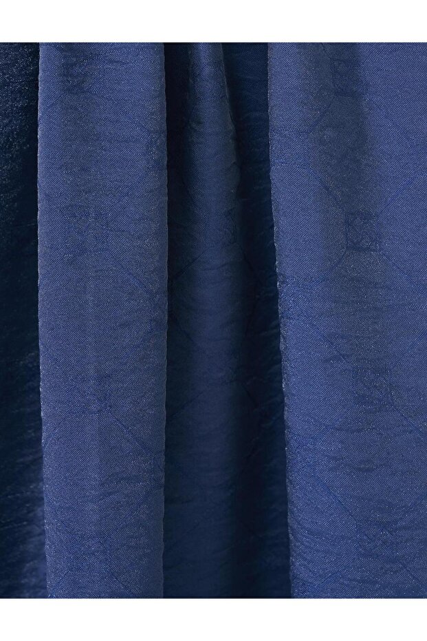 Altıgen Monogram Jakarlı Viskon Dokuma Şal Lacivert - 2