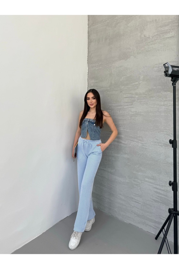 Waterway Striped Summer Blue Trousers