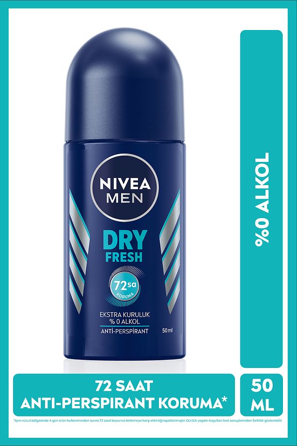 MEN Erkek Roll on Deodorant Dry Fresh 50 ml, 72 Saat Anti-Perspirant Koruma, Alkolsüz, Eksta Kuruluk - 1