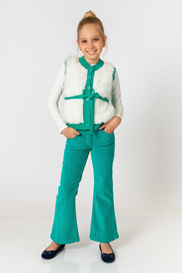 Zelene pantalone za devojčice Somot - 1