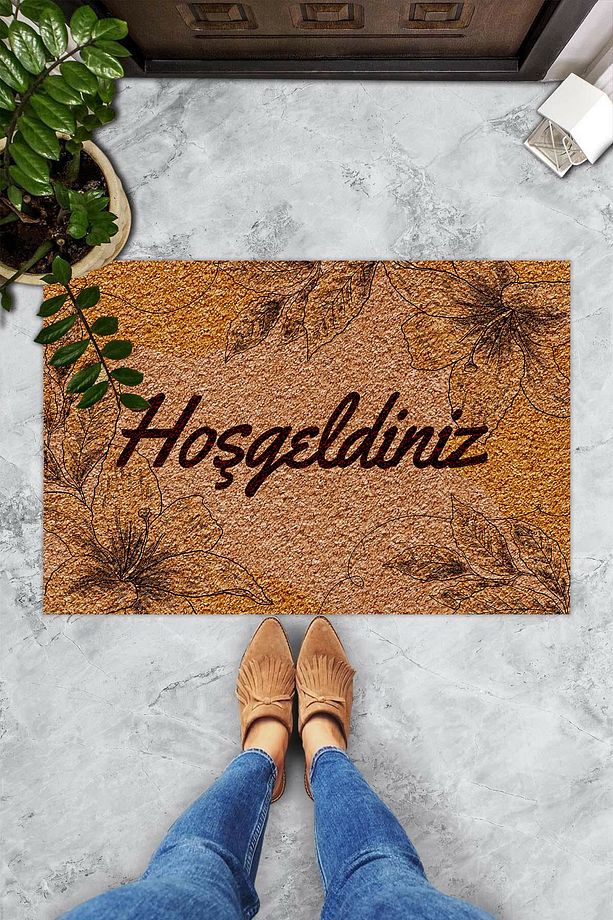 Hoş Geldiniz Kış Bahçesi Dekoratif Kapı Önü Paspası - 1