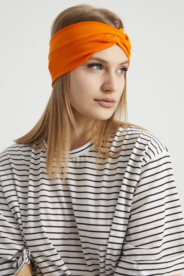 Style Orange, Boutique Design Women's Bandana Headband, Extra Soft, Flexible, Natural, Combed Cotton