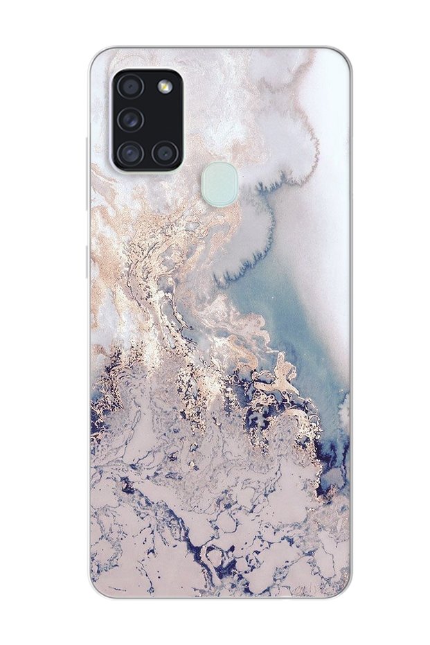 Super Transparent Phone Case for Samsung Galaxy A21S Lilac Marble Design