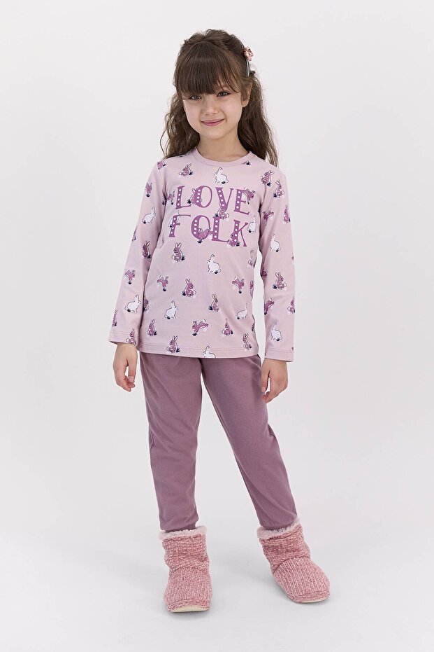 Rolypoly Love Folk - Dried Rose Girl's Pajama Set