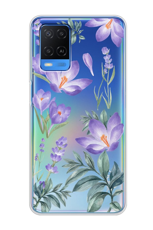Oppo A54 Super Transparent Phone Case with Winter Flower Design