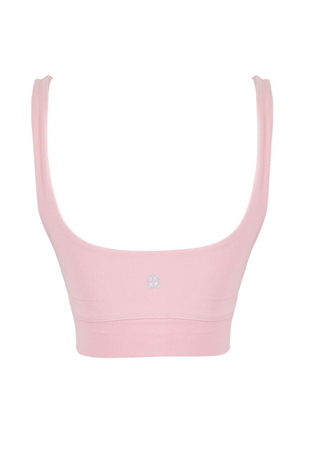 Pembe Fırçalı Soft Kumaş Destekli/Şekillendirici Kalın Askılı Örme Spor Sütyeni THMSS24SS00008 - 6