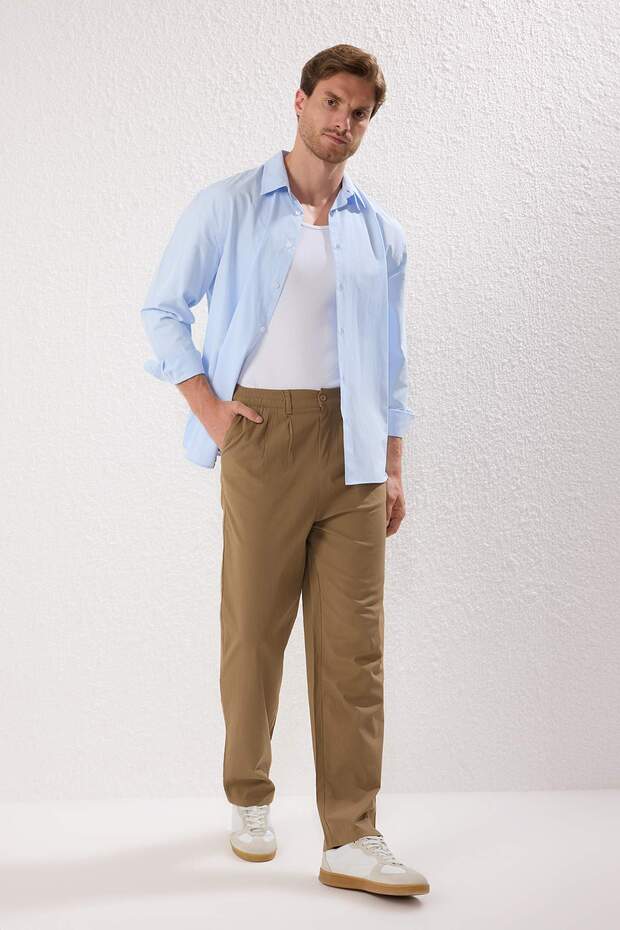 Bej Wide Leg Bol Kumaş Baggy Pantolon TMNSS23PL00039 - 2
