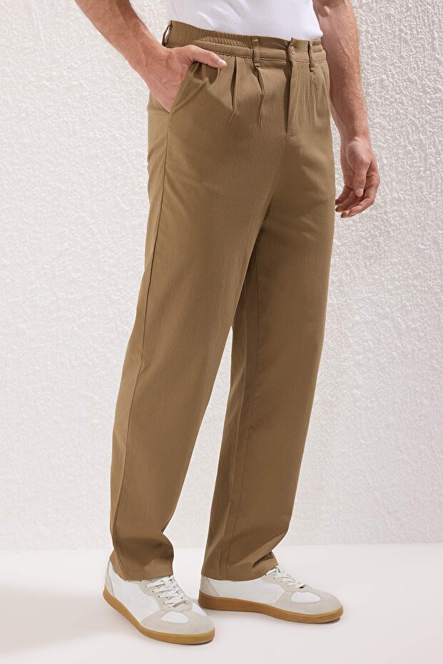 Bej Wide Leg Bol Kumaş Baggy Pantolon TMNSS23PL00039 - 3