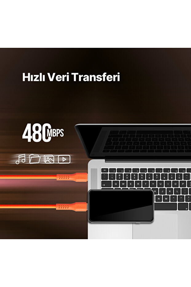 USB-C - Lightning Hızlı Şarj Kablosu 120cm - 3