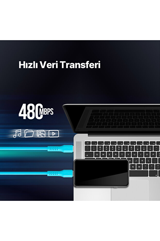 USB-C - Lightning Hızlı Şarj Kablosu 120cm - 3