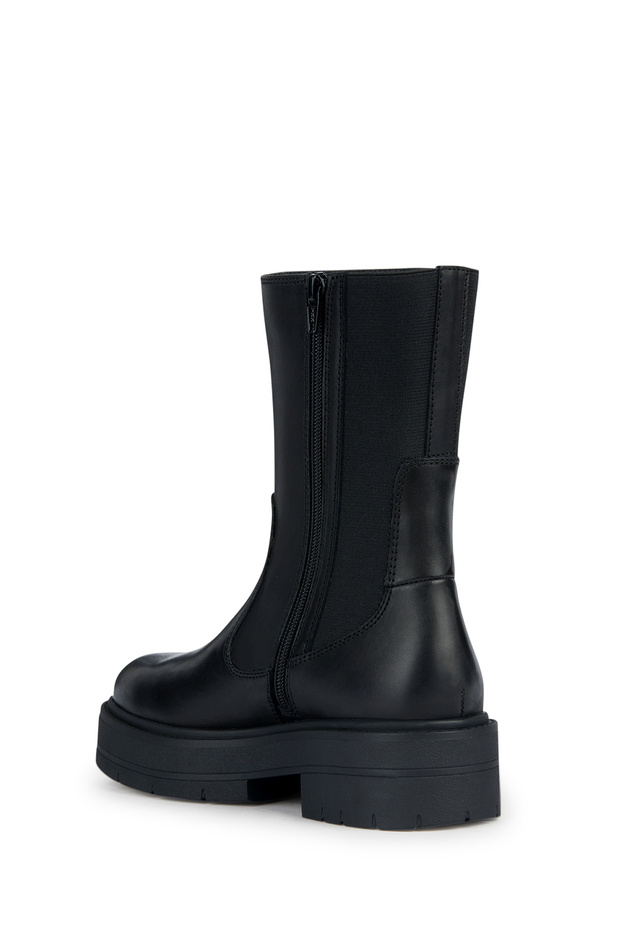 Women's Black Zippered Spherica Leather Boots D36Vdk00043C9999 - 4