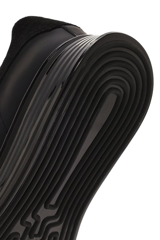 Erkek Siyah Bağcıklı Kalın Tabanlı Deri Sneaker 24sfd641318 - 8