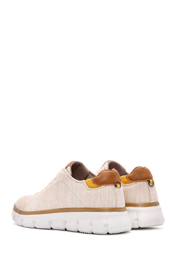 Erkek Bej Bağcıklı Kalın Tabanlı Kumaş Sneaker 24sfd69386f - 5