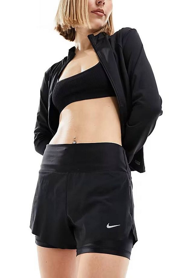 Dri Fit Swift 3in 2N1 Short Kadın Reflektörlü 3 Cepli Taytlı Şort Siyah - 4