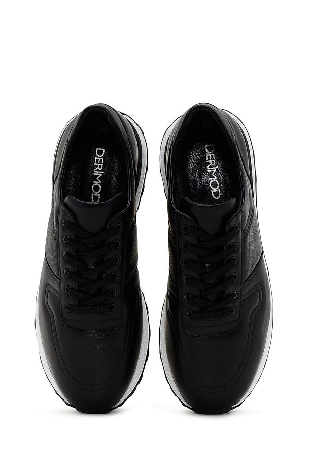 Erkek Siyah Kalın Tabanlı Deri Sneaker 24sfd641818 - 6