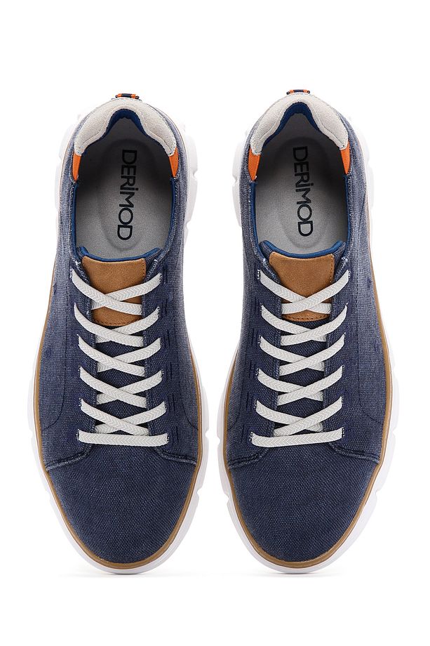 Erkek Lacivert Bağcıklı Kalın Tabanlı Kumaş Sneaker 24sfd69386f - 7