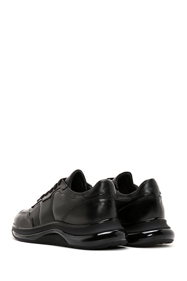 Erkek Siyah Bağcıklı Kalın Tabanlı Deri Casual Sneaker 24sfd620218 - 5