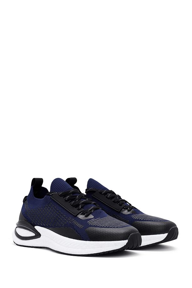 Zero Erkek Mavi Bağcıklı Kalın Tabanlı Kumaş Sneaker 24sfd69246f - 3