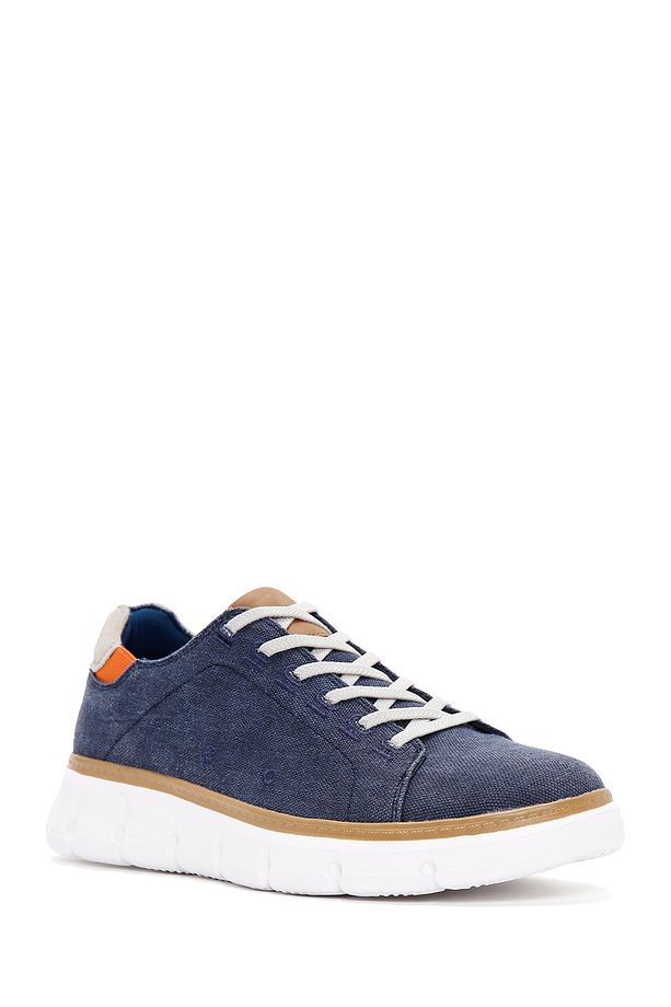 Erkek Lacivert Bağcıklı Kalın Tabanlı Kumaş Sneaker 24sfd69386f - 6