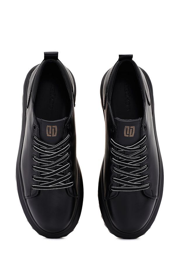 Erkek Siyah Kalın Tabanlı Bağcıklı Deri Sneaker 24sfd623218 - 7