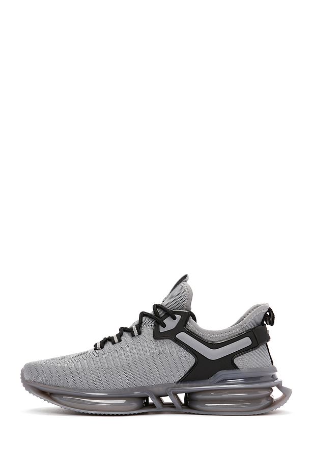 Zero Erkek Gri Bağcıklı Kalın Tabanlı Kumaş Sneaker 24sfd69266f - 3