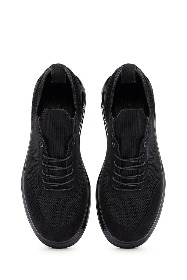 Erkek Siyah Kalın Tabanlı Bağcıklı Kumaş Sneaker 24SFD63686F - 7