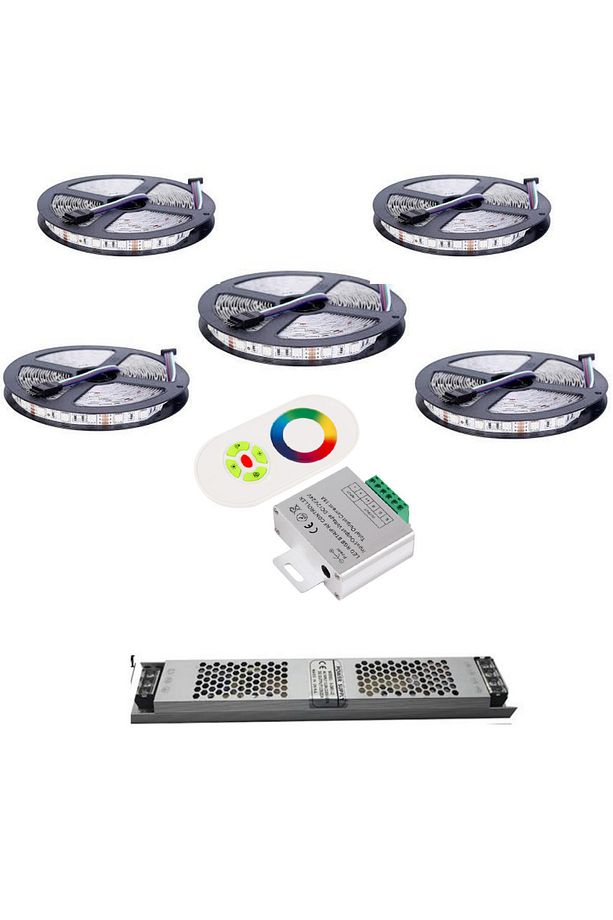 Rgb Şerit Led 20 Metre Dokunmatik Kumanda Ultra Slim Trafo 3 Çip 5050 İç Mekan - 5
