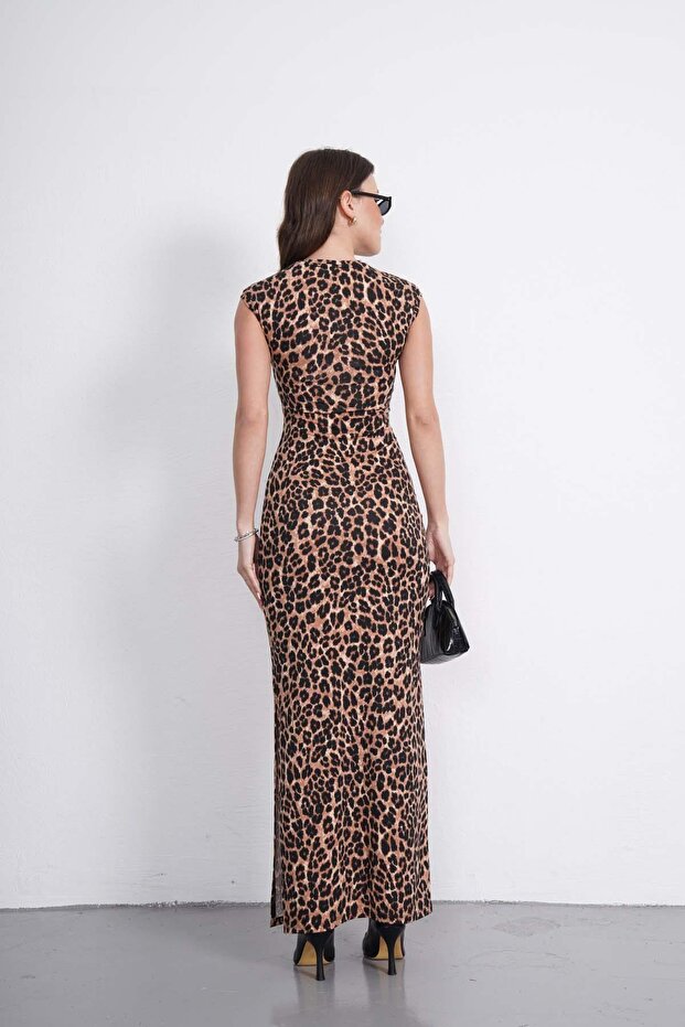 Rochie lungă cu model leopard-Leopard - 3