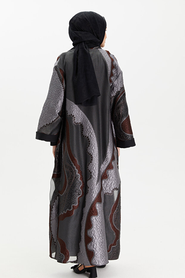 Etnik Desenli Elbiseli Abaya - 8