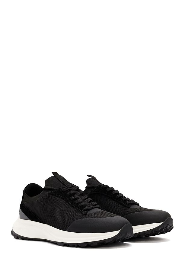Zero Erkek Siyah Bağcıklı Kalın Tabanlı Kumaş Sneaker 24sfd62196f - 3