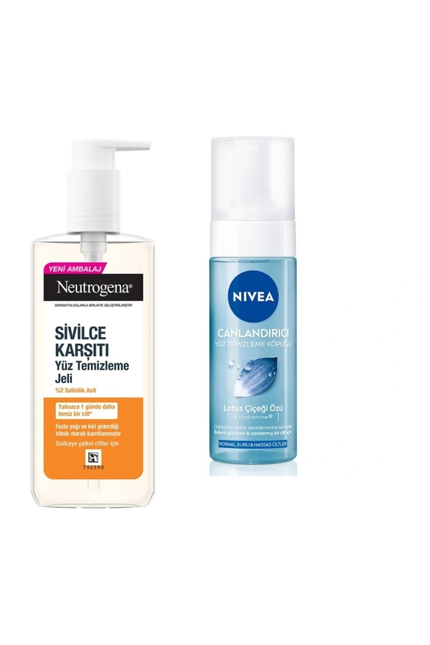 Anti-Acne Facial Cleansing Gel + Nivea Refreshing Face Wash Foam Lotus