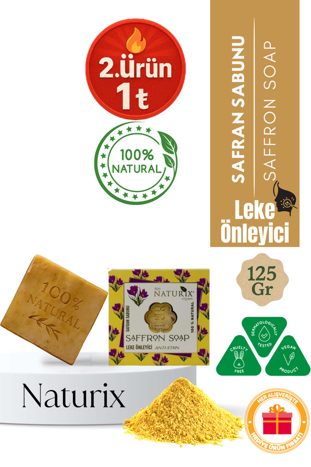 Saffron Flower Soap 125 Gr |   Anti-Blemish, Repair, Moisture and Care Soap