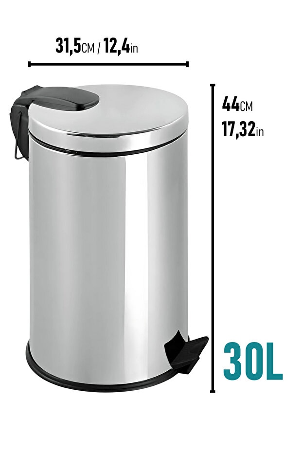 Paslanmaz Pedallı Çöp Kovası 30 Lt - 2