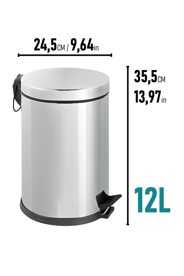 Paslanmaz Pedallı Çöp Kovası 12 Lt - 2