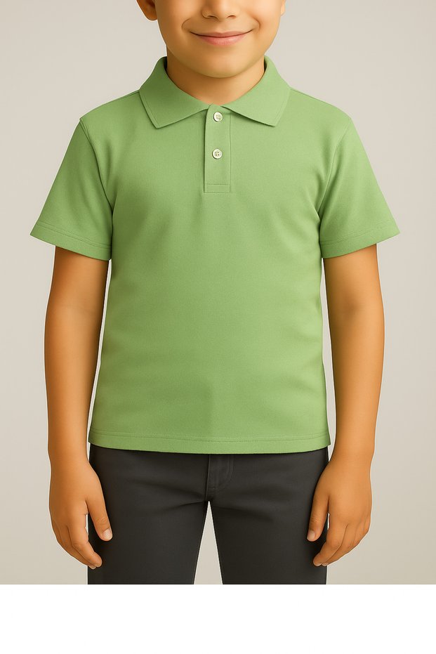 Unisex Children's Short Sleeve Normal Pattern Comfort Polo Collar Solid Color School Combed Cotton Lacoste T-shirt