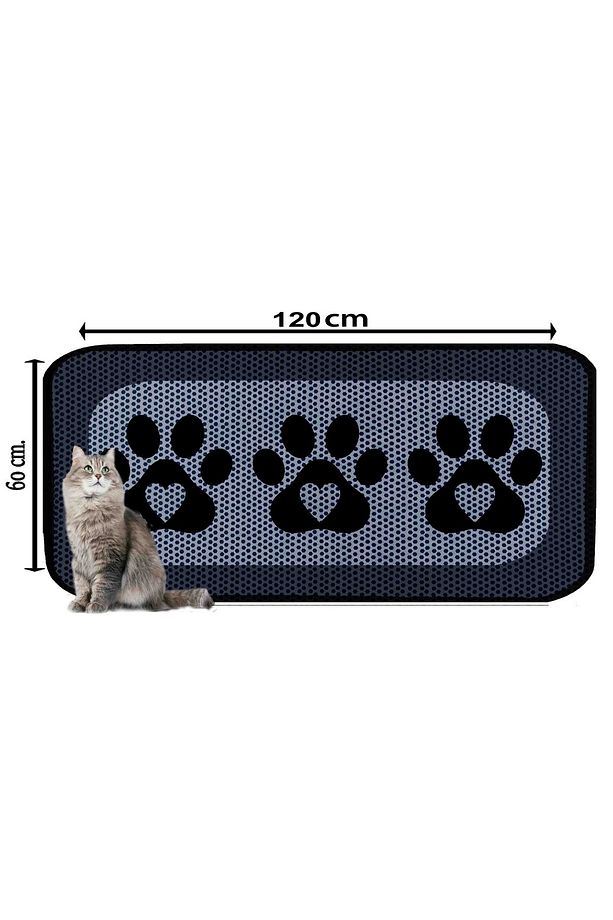 60x120 Büyük Boy Kedi Kumu WC Önü Paspas, Pati Desenli Elekli Tuvalet Önü Paspas XXL - 3