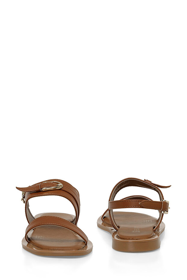24S-059 4FX Taba Kadın Düz Sandalet - 5