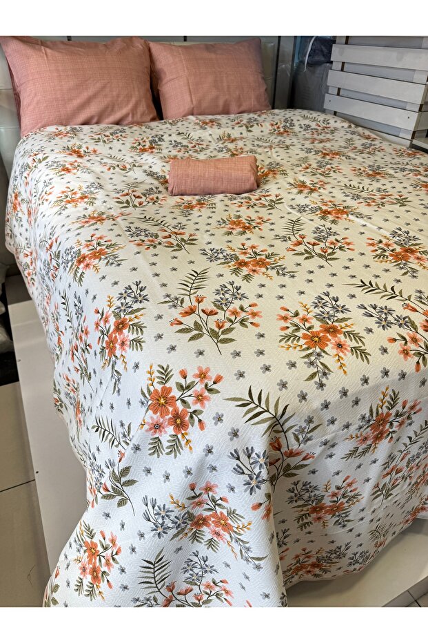 Poppy Patterned Sheet Elastic Double Pique Set - 4