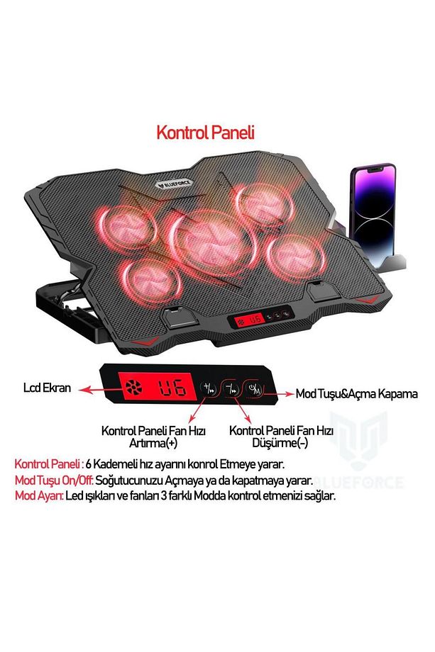 Sx-25 Faster Siyah 5 Fanlı Notebook Soğutucu Stand - 7
