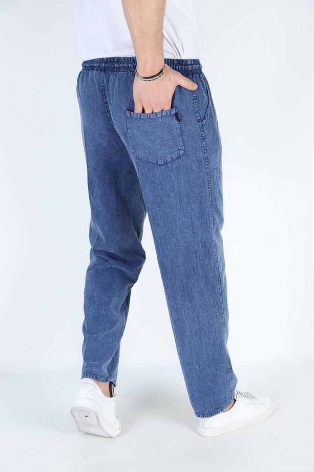 Relaxed Fit Erkek Yazlık Pantolon Kot Mavi - 3