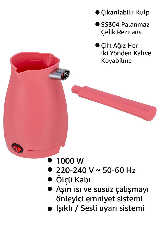 Caffeen Türk Kahvesi Makinesi Elektrikli Cezve Pembe - 2