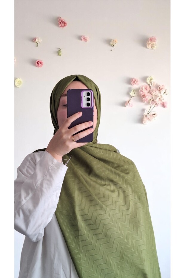 شال بنمط متعرج - أخضر - 1