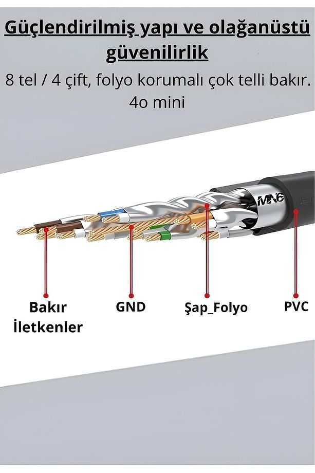 M109xf Cat7 Kablo/5 Metre-26awg-s/ftp/cat7 Ethernet Kablosu/10gbps-600 Mhz-10000mbps%27e Kadar - 4