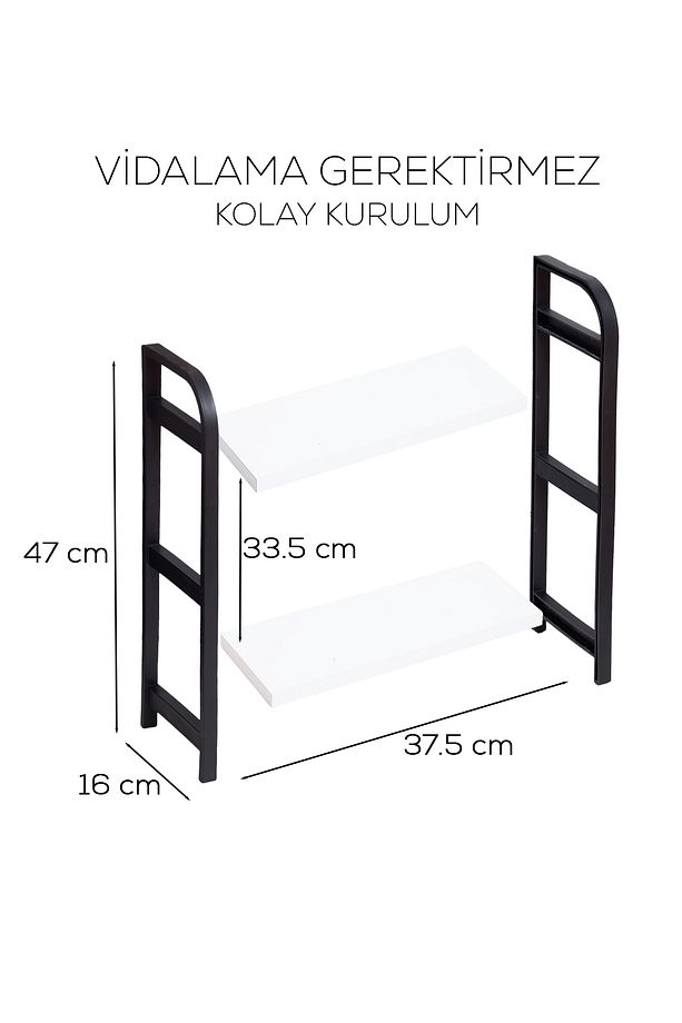 Mutfak Tezgah Üstü Ahşap Organizer 2 Raflı Banyo Mutfak Düzenleyicii - 2