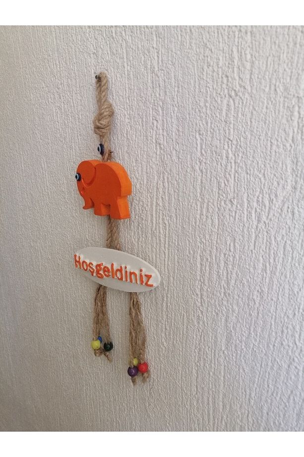 Turuncu Fil Dekoratif Hoşgeldiniz Kapı Duvar Süsü - 4