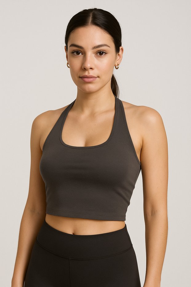 Women's Anthracite Viscose Lycra Underwear Crop with Neckline