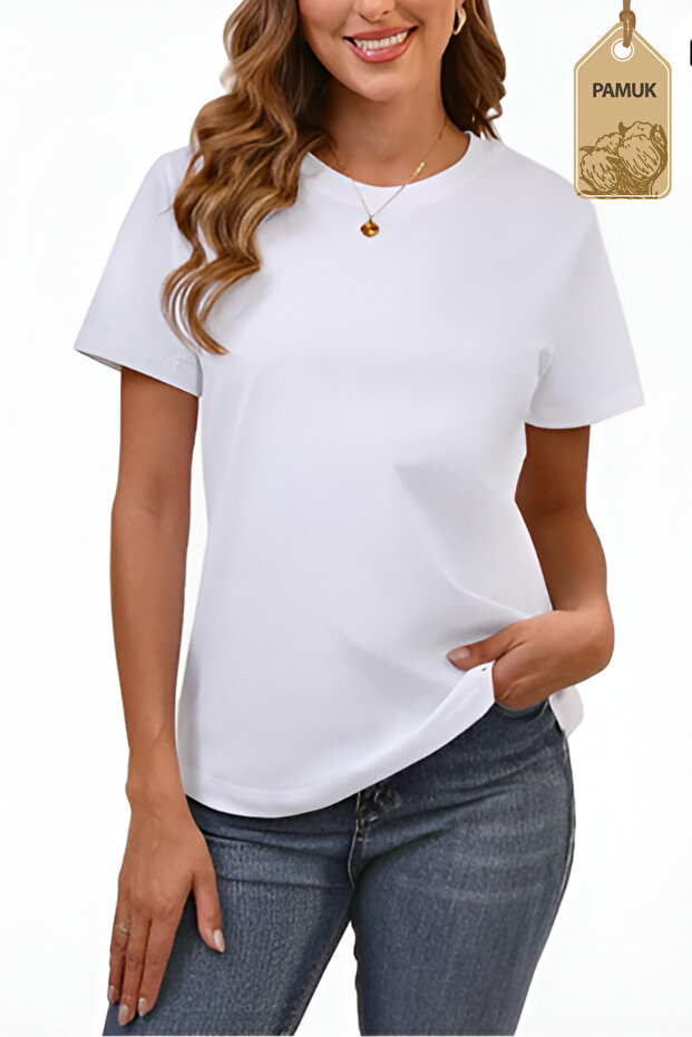 Women's Adult Basic Design Plain Short Sleeve Tshirt - Cotton Anti-Sweat Basic Women's White T-Shirt